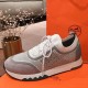 Outer side view of the Hermes grey knit low top trainer