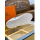 Hermes Avantage Metallic Silver Trainer Rubber Outsole Textured white rubber sole of the metallic silver Hermes low top trainer