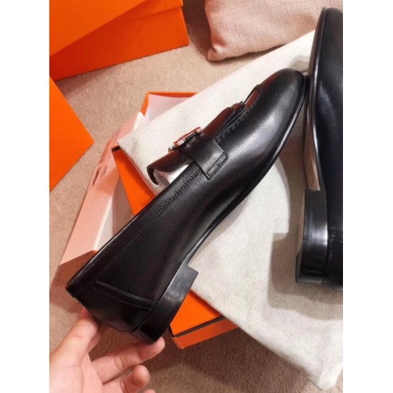 Replica Hermesroyal Loafers In Black Calfksin Uk - 2596 - Buddha Luxury