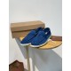 replica loro pianasummer charms walk loafers in blue fluorite suede leather uk