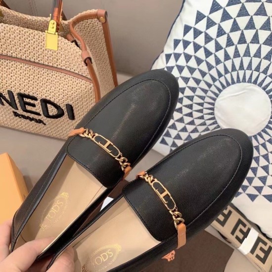 replica todsblack chain-embellished leather loafers uk