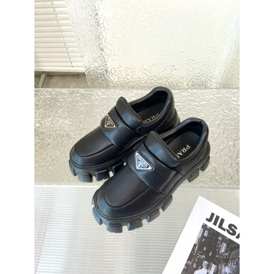 replica Prada Loafers in Black Soft Padded Nappa Leather UK