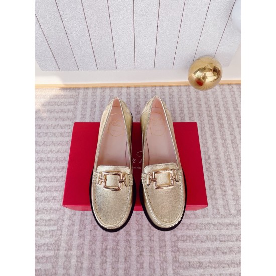 Replica Roger Vivier Metal Buckle Morsetto Loafers in Gold Nappa Leather UK replica Roger Vivier Metal Buckle Morsetto Loafers in Gold Nappa Leather UK