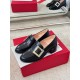 replica Roger Vivier Viv Rangers Metal Buckle Loafers in Black Leather UK