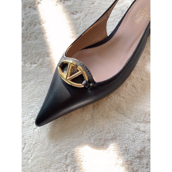 replica Valentino Bold Edition VLogo Slingback Ballerinas in Black Leather UK