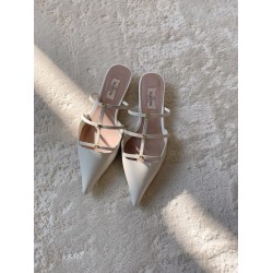 Valentino Rockstud Wispy Mules In White Leather Uk
