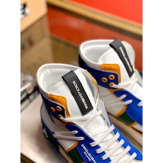 Dolce & Gabbana Custom 2.Zero high-top trainers tongue and lace detail showing branded black tab in blue and white