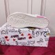 Dolce & Gabbana Custom 2.Zero Trainer Patterned Sole in white and pink Underside view of white and pink Dolce & Gabbana trainer sole rested on printed shoe box