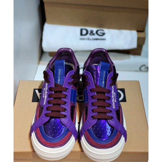 Dolce & Gabbana Purple Trainers Front View Pair of Dolce & Gabbana purple low top trainers viewed from the front