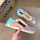 Dolce & Gabbana Mesh Low Top Trainers with Box in blue Dolce & Gabbana Mesh Low Top Trainers pair angled top view beside shoe box in blue