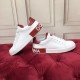 Dolce & Gabbana Portofino Trainers Heel and Profile View in white and red Side and rear view highlighting the red heel panel on Dolce & Gabbana leather trainers in white and red