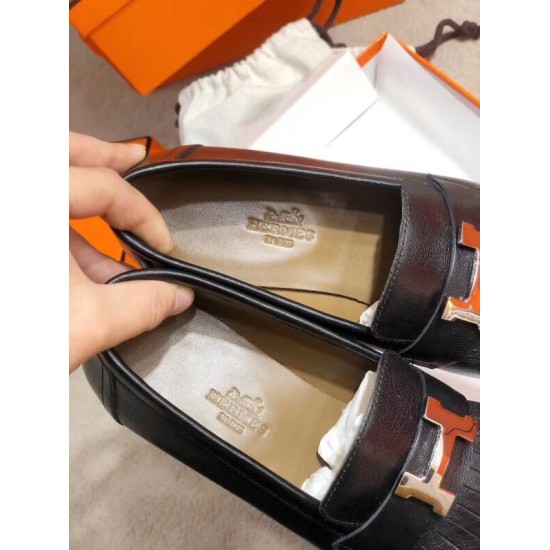 Replica Hermesroyal Loafers In Black Calfksin Uk - 2596 - Buddha Luxury