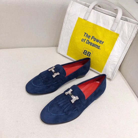 replica hermesroyal loafers in blue suede leather uk