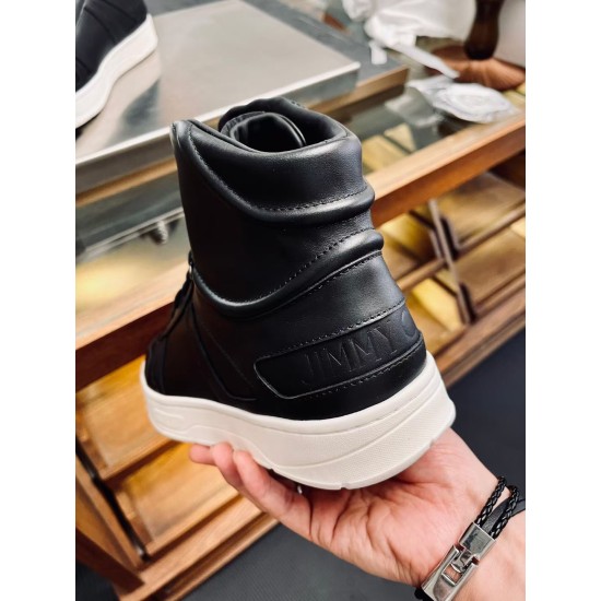 Jimmy Choo Hawaii Black Leather High Top Trainers Heel View Jimmy Choo Hawaii Black Leather High Top Trainers padded heel counters