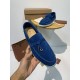 replica loro pianasummer charms walk loafers in blue fluorite suede leather uk