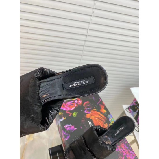 replica Dolce & Gabbana Black Down-padded Mules with DG Pop Heel UK