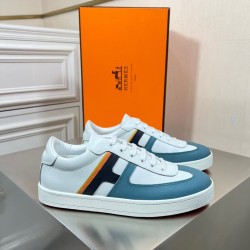 Hermes Boomerang Multicolour Blue Leather Low Top Trainers Grained Hermes Boomerang Multicolour Blue Leather Low Top Trainers Grained