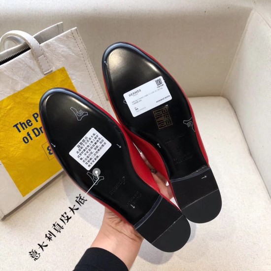 replica Hermes Trocadero Mules In Red Goatskin UK