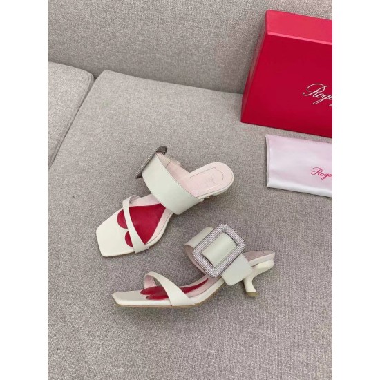 Replica Roger Vivier Viv Choc Side Strass Buckle Mules in White Leather UK replica Roger Vivier Viv Choc Side Strass Buckle Mules in White Leather UK