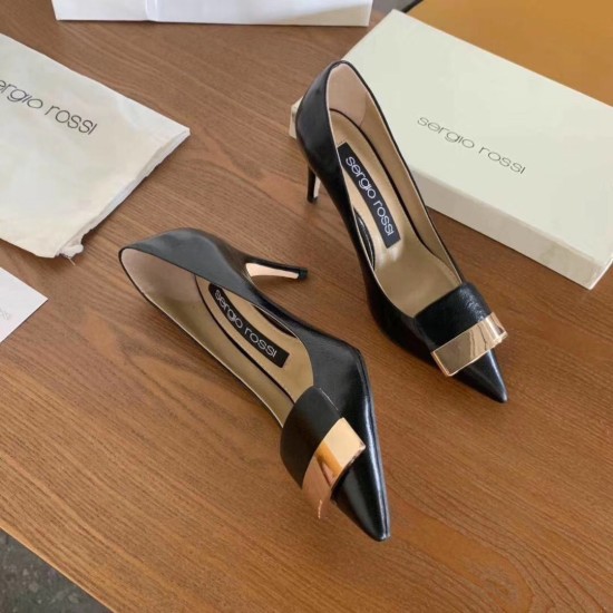 Replica Sergio Rossi SR1 Pumps 75mm In Black Lambskin UK replica Sergio Rossi SR1 Pumps 75mm In Black Lambskin UK