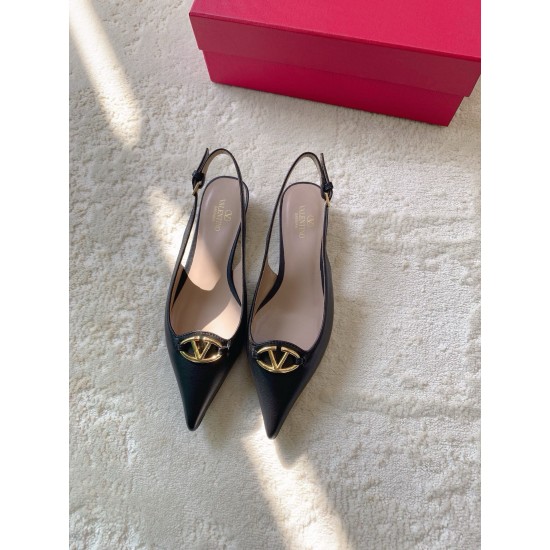 replica Valentino Bold Edition VLogo Slingback Ballerinas in Black Leather UK