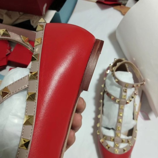 Replica Valentino Cage Rockstud Ballet Flats In Red Calfskin UK replica Valentino Cage Rockstud Ballet Flats In Red Calfskin UK