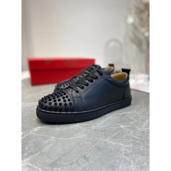 Replica Christian Louboutin Trainers Louis Junior Spikes  In Black Leather Uk - 2369 - Buddha Luxury