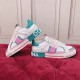 Dolce & Gabbana Custom 2.Zero Trainers Side View in white and green Side profile of Dolce & Gabbana Custom 2.Zero white green pink low-top trainers