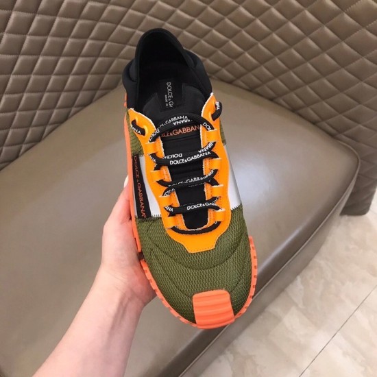 Dolce & Gabbana Trainer Top View in green and orange Top-down perspective of green and orange Dolce & Gabbana trainer