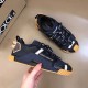 Dolce & Gabbana Blue Trainers Display Angle Dolce & Gabbana blue fabric trainers side and top angle display