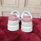 Dolce & Gabbana Portofino White Leather Trainers Rear Heel Tab View in white and pink Dolce & Gabbana Portofino white leather trainers rear view showing pink heel tabs