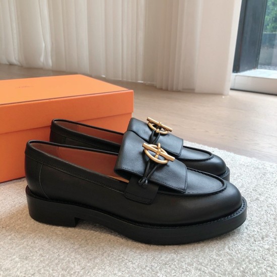 replica hermesimpact loafers in black leather uk
