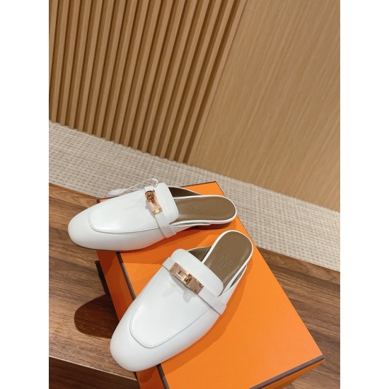 replica hermesoz mules in white calfskin uk