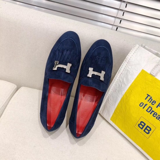 replica hermesroyal loafers in blue suede leather uk