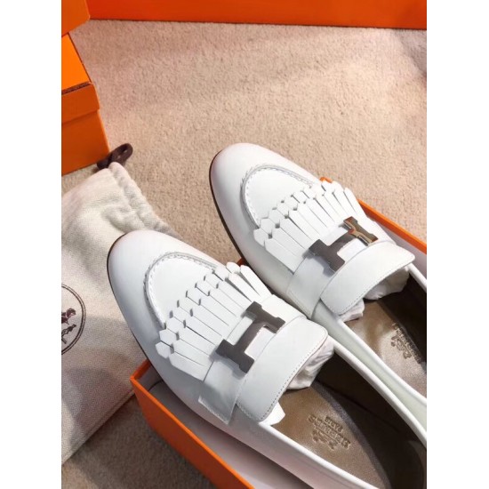 replica hermesroyal loafers in white calfksin uk