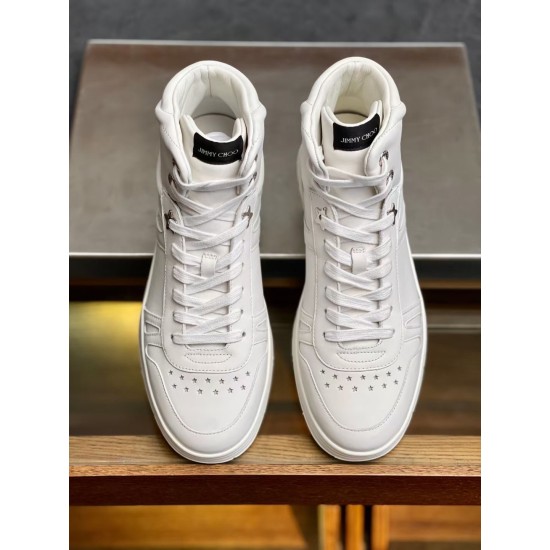 Replica Jimmy Choo 2409 JC553 Buddha Luxury Replica Jimmy Choo Hawaii High-Top Trainers In White Leather Uk - 2409 - Buddha Luxury