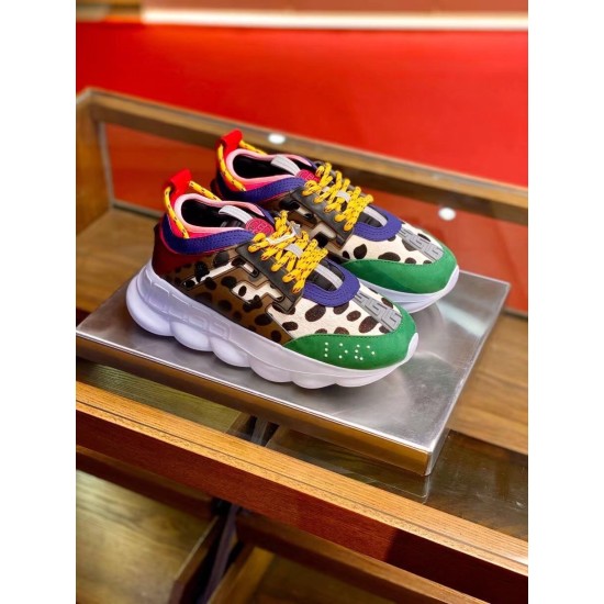 replica versacemulticolour chain reaction sneakers with leopard print uk
