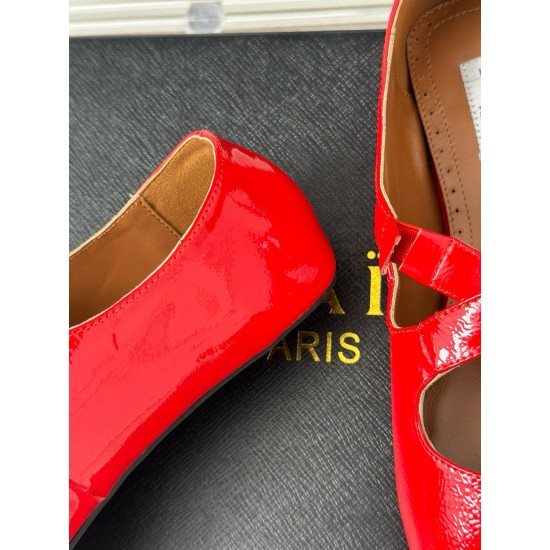 replica Alaia Criss Cross Ballet Flats in Red Leather UK