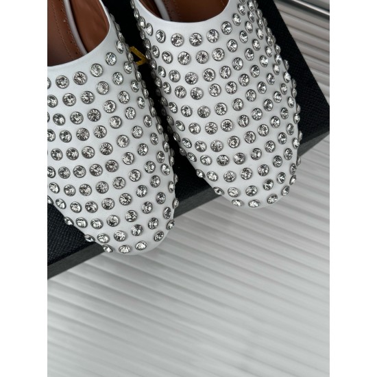 replica Alaia Mules in White Lambskin with Strass UK