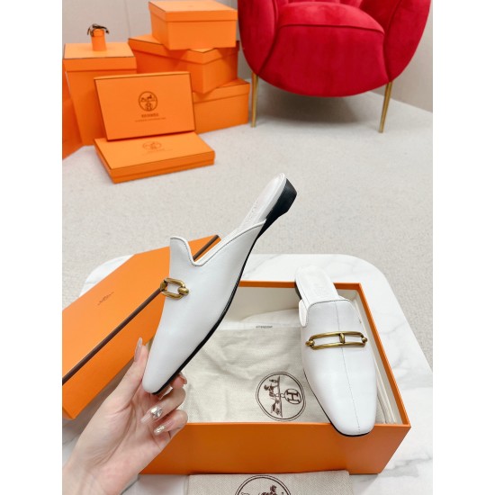 Replica Hermes 2937 H1510 Buddha Luxury Replica Hermes Esmee Mules In White Calfskin Uk - 2937 - Buddha Luxury
