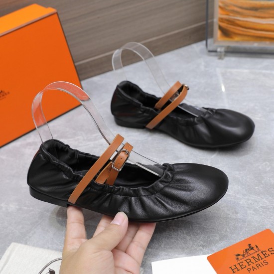 Replica Hermes 2490 UNK1943 Buddha Luxury Replica Hermes Jolly Ballet Flats In Black Nappa Leather Uk - 2490 - Buddha Luxury