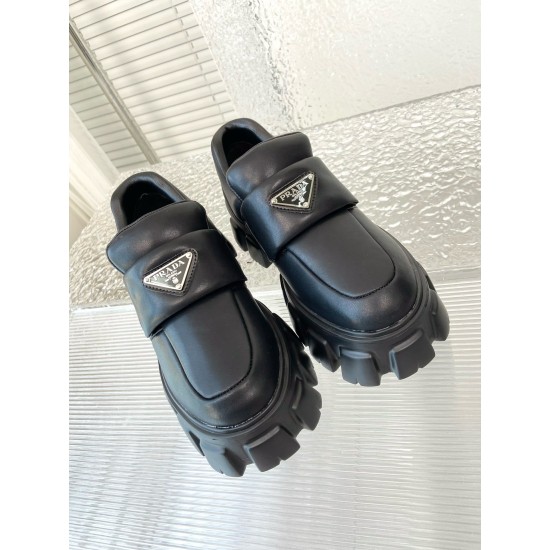 replica Prada Loafers in Black Soft Padded Nappa Leather UK