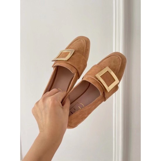 Replica Roger Vivier Soft Metal Buckle Loafers In Brown Suede UK replica Roger Vivier Soft Metal Buckle Loafers In Brown Suede UK