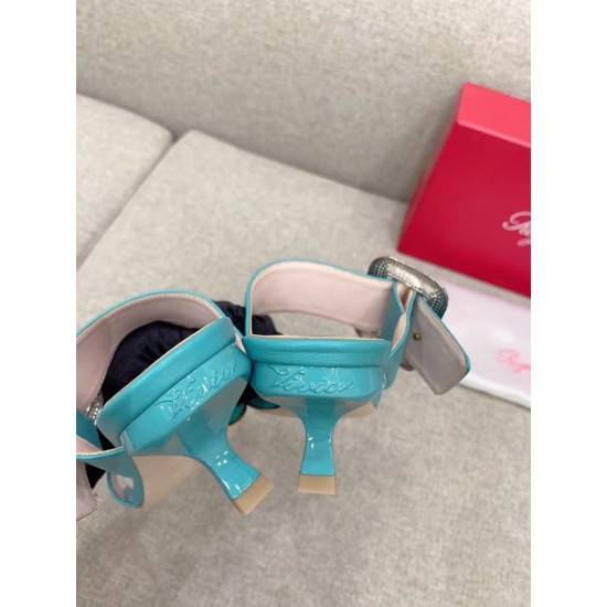 Replica Roger Vivier Viv Choc Side Strass Buckle Mules in Blue Leather UK replica Roger Vivier Viv Choc Side Strass Buckle Mules in Blue Leather UK