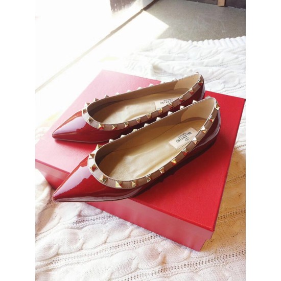 Replica Valentino Rockstud Ballet Flats In Red Patent Leather Uk - 2513 - Buddha Luxury