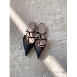Valentino Rockstud Wispy Mules In Black Leather Uk