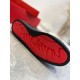 Christian Louboutin Men's Black Spiked High-Top Sneakers Red Sole Underneath view of Christian Louboutin Men's Black Leather Spiked High-Top Sneakers displaying the signature red outsole