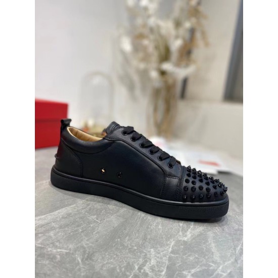 Replica Christian Louboutin Trainers Louis Junior Spikes  In Black Leather Uk - 2369 - Buddha Luxury
