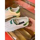 Dolce & Gabbana Portofino White Trainer Insole View in white and green Top-down view of white leather Portofino trainer showing branded inner sole and green tongue detail