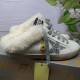 Golden Goose Super-Star Sabot Silver Glitter Star in white Golden Goose Super-Star Sabot white leather trainer lateral view with silver glitter star